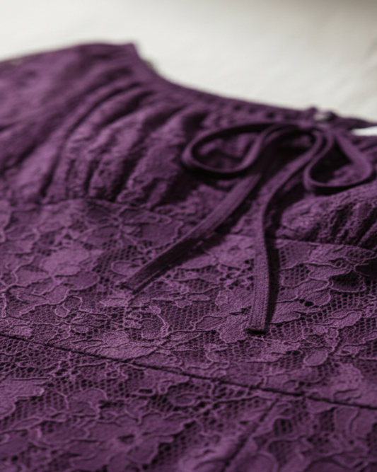 فستان دانتل مبطن زبده - بنفسجي غامق