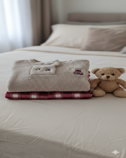 بيجامة فرو تركي مبطنة - بيج وكرو